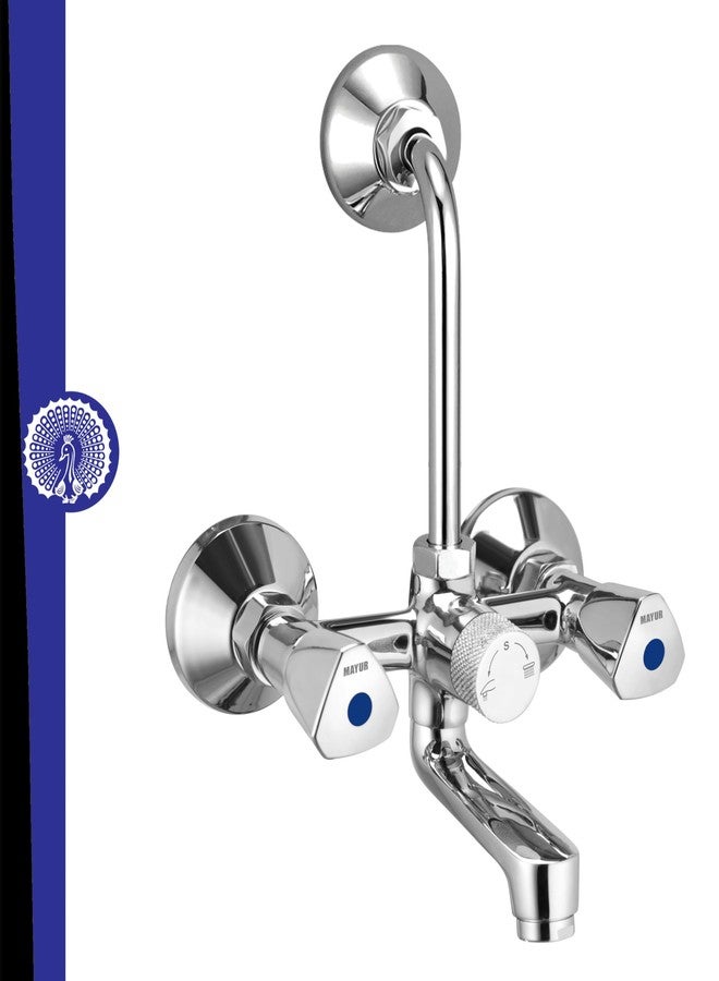 MAYUR ÖCICH Brass Wall Mixer Tap for Bathroom with Overhead Shower Arrangement (TRI) | Chrome Finish, Hot & Cold Water Mixer, 10-Year Warranty - Image 1